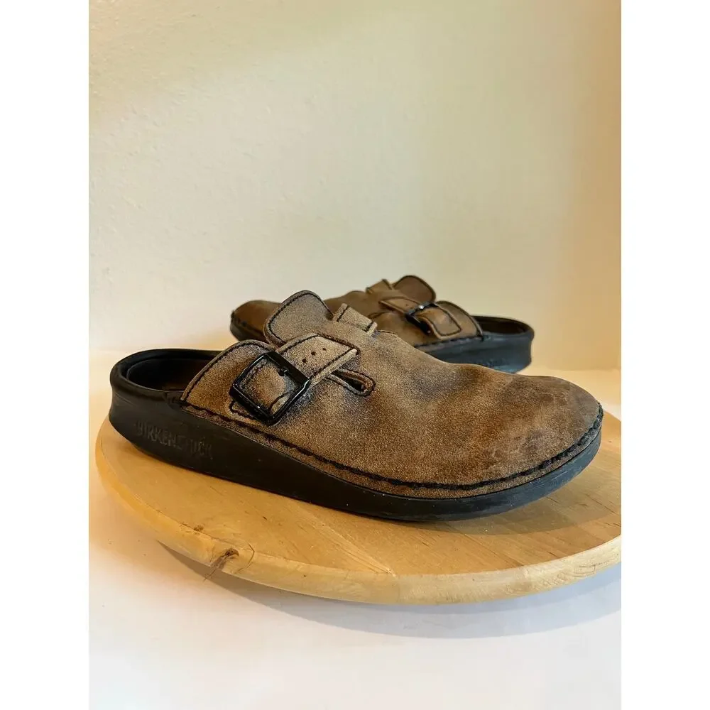 Brown Men's Size 10 Birkenstock Germany Made Genuine Leather Mule Shoe